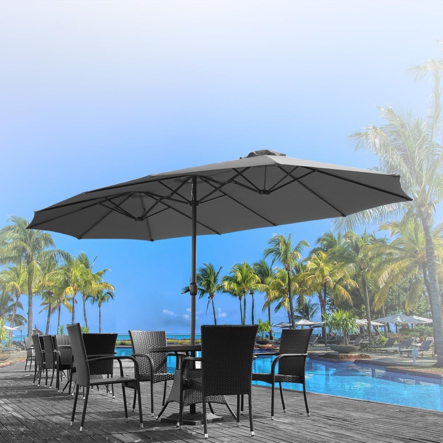 YODOLLA rectangular patio umbrella with waterproof design